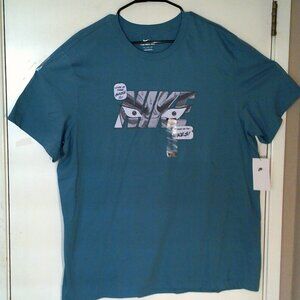 NEW NIKE TRAINING "Anime Make Gains Tee" MEN'S BLUE GREY T -SHIRT 2XL IH1834-429